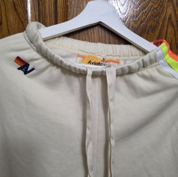 SET-AVIATOR NATION 5 Stripe Relaxed Zip Hoodie and Sweatpant Size Small - Picture 9 of 11